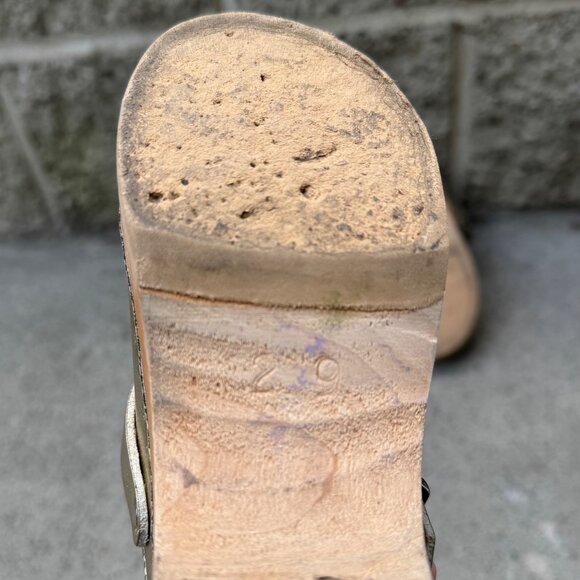 HANNA ANDERSSON Gold Slingback Wooden Clogs Girls 11.5 29 Metallic Leather Clog - Picture 8 of 10